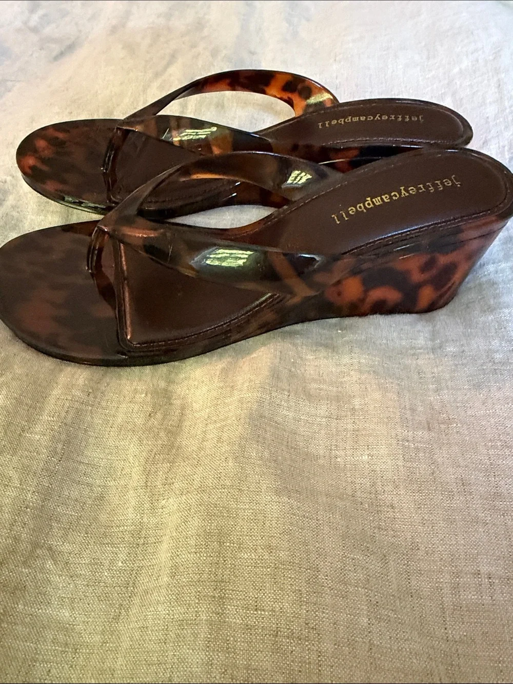 Jeffrey Campbell Tortoiseshell Jelly Flip Flop Wedges. Never worn!